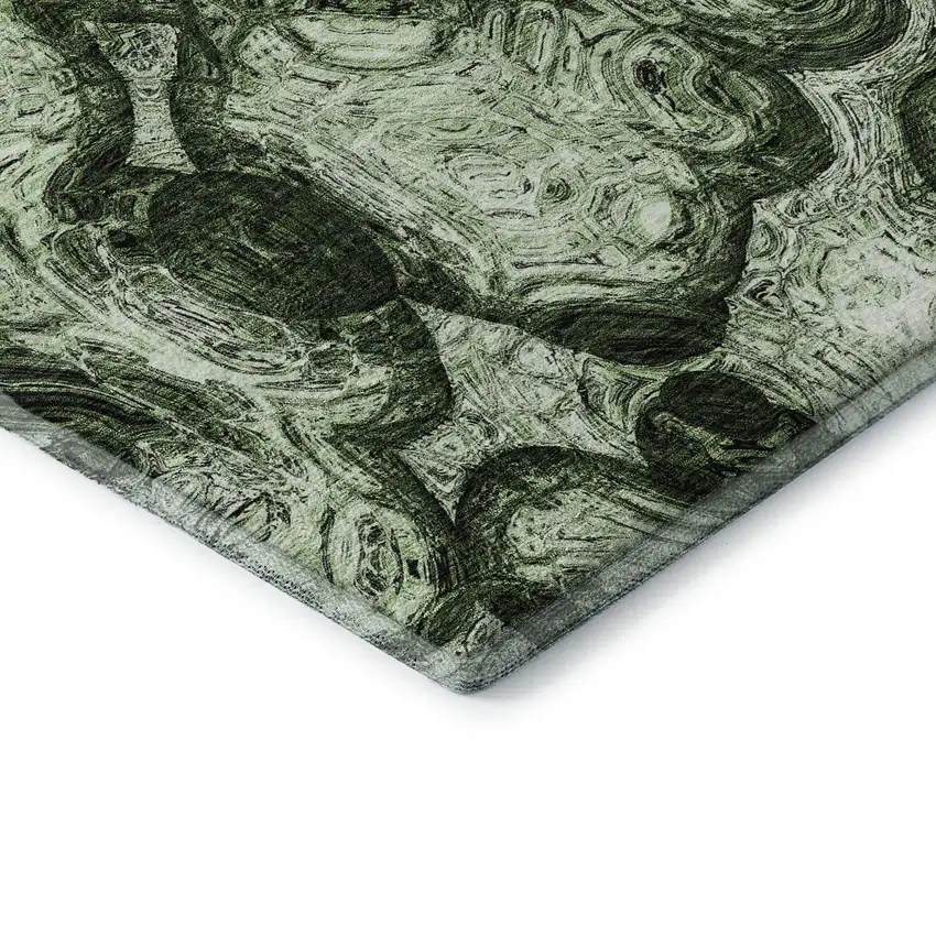 Green And Charcoal Abstract Washable Area Rug With UV Protection Photo 8