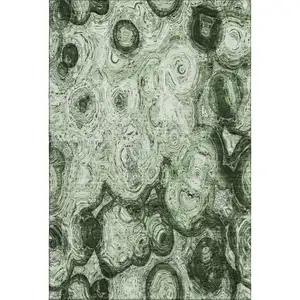 Photo of Green And Charcoal Abstract Washable Area Rug With UV Protection