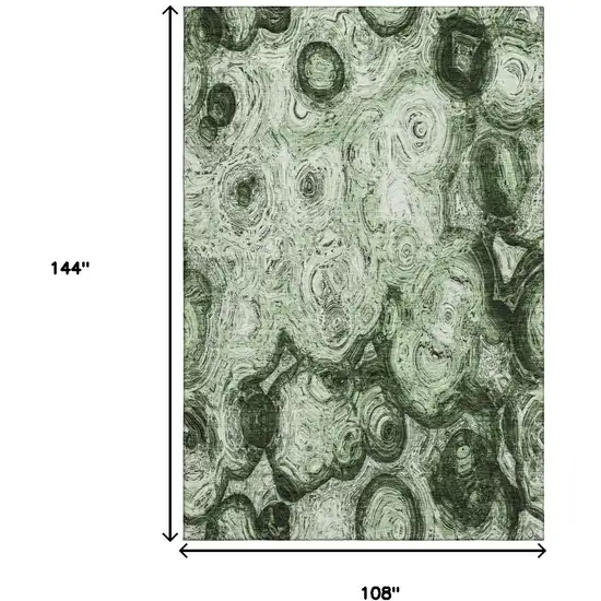 Green And Charcoal Abstract Washable Area Rug With UV Protection Photo 7