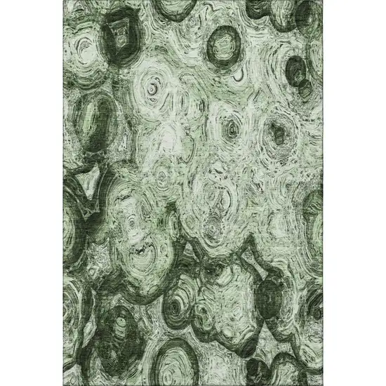 Green And Charcoal Abstract Washable Area Rug With UV Protection Photo 3