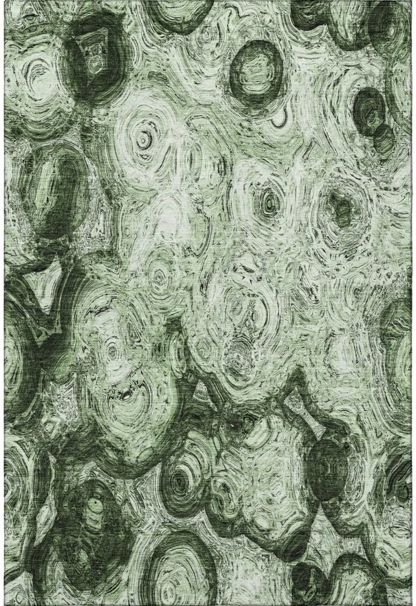 Green And Charcoal Abstract Washable Area Rug With UV Protection Photo 3