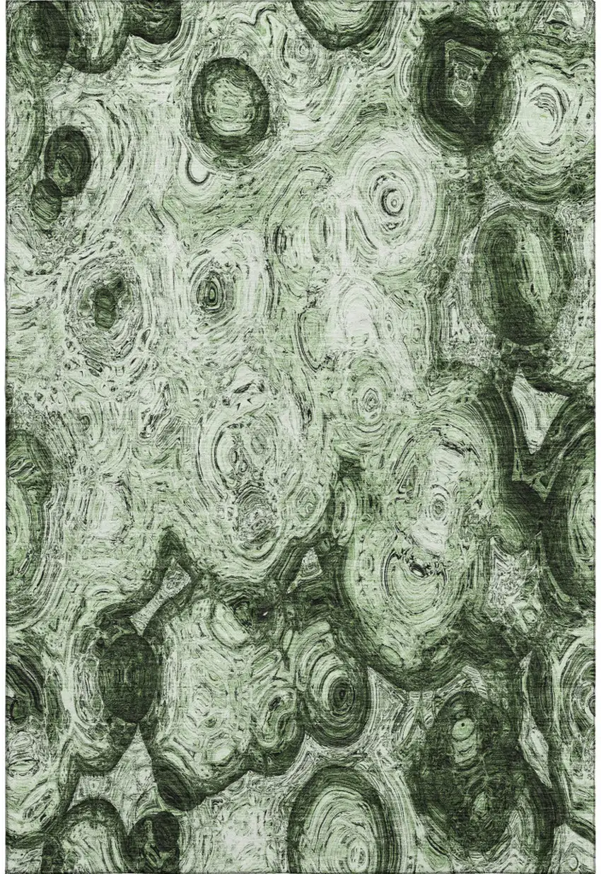 Green And Charcoal Abstract Washable Area Rug With UV Protection Photo 1