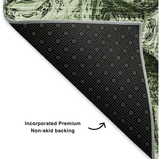 Green And Charcoal Abstract Washable Area Rug With UV Protection Photo 8