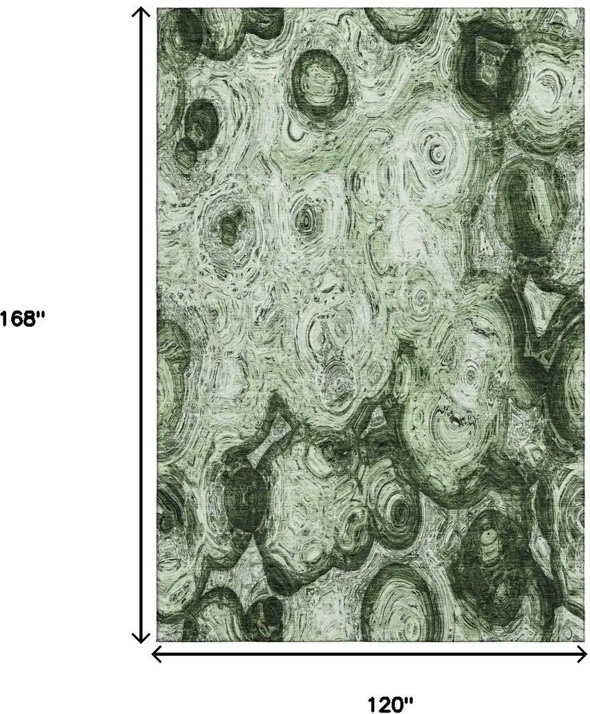 Green And Charcoal Abstract Washable Area Rug With UV Protection Photo 7