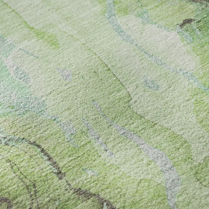 Green And Charcoal Abstract Washable Area Rug With UV Protection Photo 9