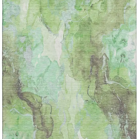 Green And Charcoal Abstract Washable Area Rug With UV Protection Photo 2