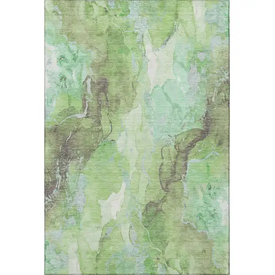 Green And Charcoal Abstract Washable Area Rug With UV Protection Photo 3