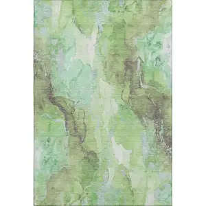 Photo of Green And Charcoal Abstract Washable Area Rug With UV Protection