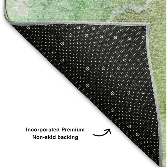 Green And Charcoal Abstract Washable Area Rug With UV Protection Photo 6