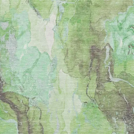 Green And Charcoal Abstract Washable Area Rug With UV Protection Photo 2