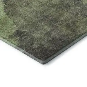 Photo of Green And Charcoal Abstract Washable Area Rug With UV Protection