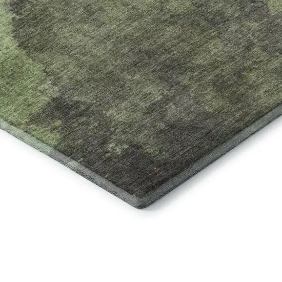 Green And Charcoal Abstract Washable Area Rug With UV Protection Photo 8