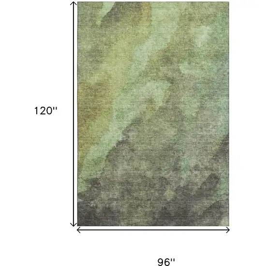 Green And Charcoal Abstract Washable Area Rug With UV Protection Photo 9