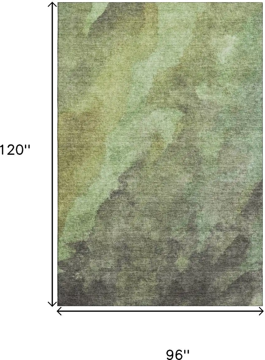 Green And Charcoal Abstract Washable Area Rug With UV Protection Photo 9