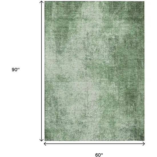Green And Charcoal Abstract Washable Indoor Outdoor Area Rug Photo 9