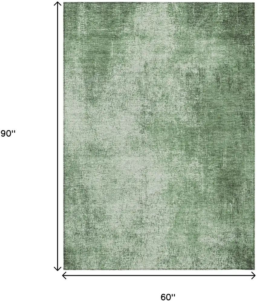 Green And Charcoal Abstract Washable Indoor Outdoor Area Rug Photo 9