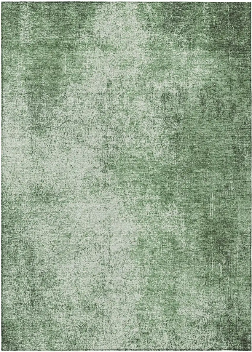 Green And Charcoal Abstract Washable Indoor Outdoor Area Rug Photo 1