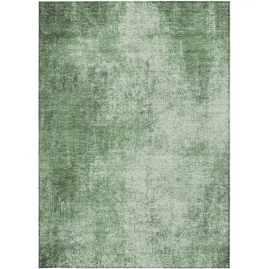 Green And Charcoal Abstract Washable Indoor Outdoor Area Rug Photo 3