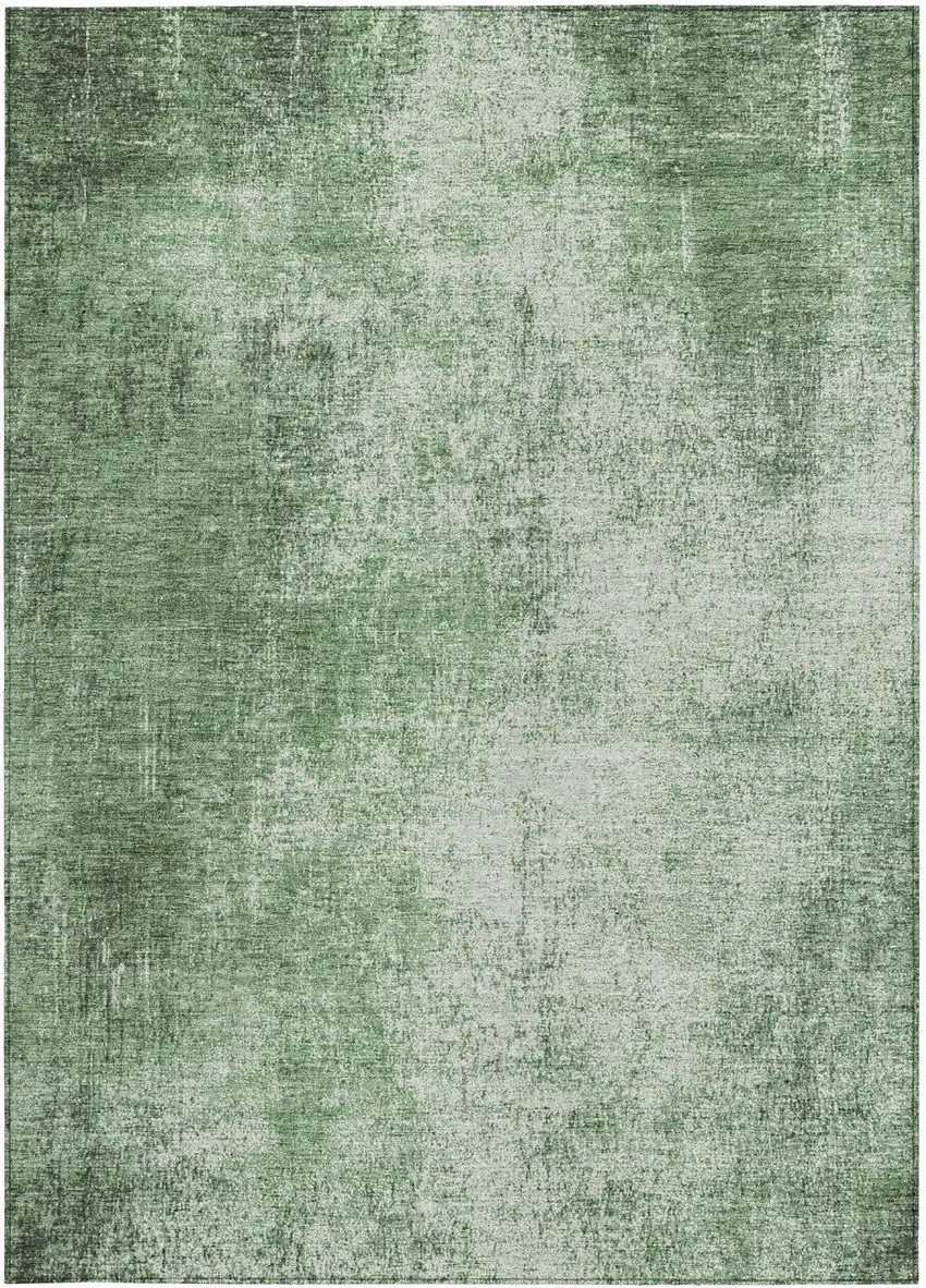 Green And Charcoal Abstract Washable Indoor Outdoor Area Rug Photo 3