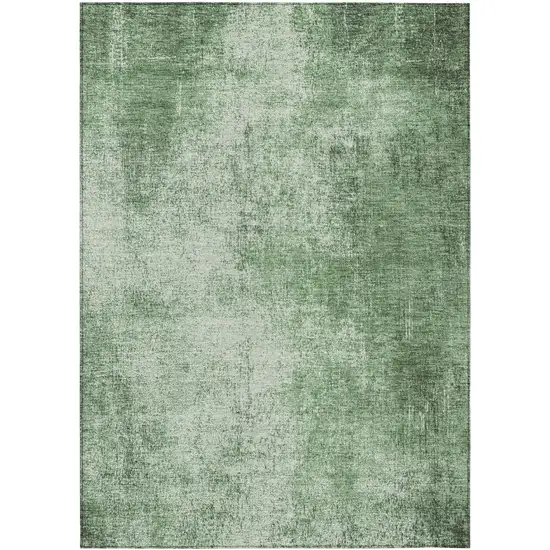 Green And Charcoal Abstract Washable Indoor Outdoor Area Rug Photo 1