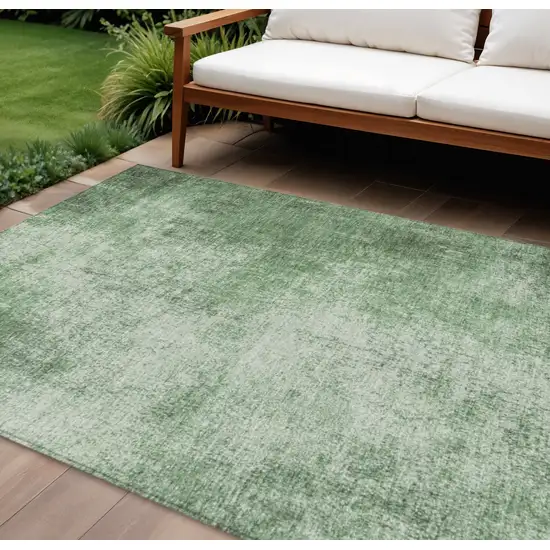 Green And Charcoal Abstract Washable Indoor Outdoor Area Rug Photo 2