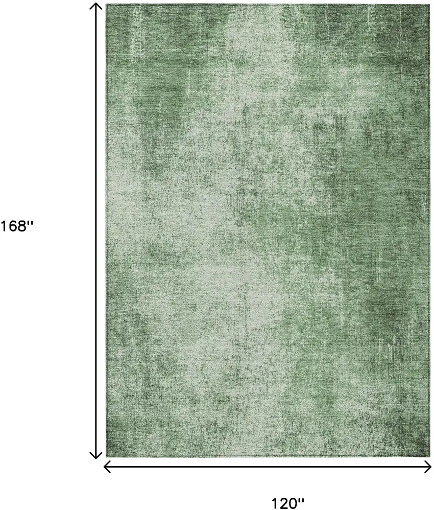 Green And Charcoal Abstract Washable Indoor Outdoor Area Rug Photo 9