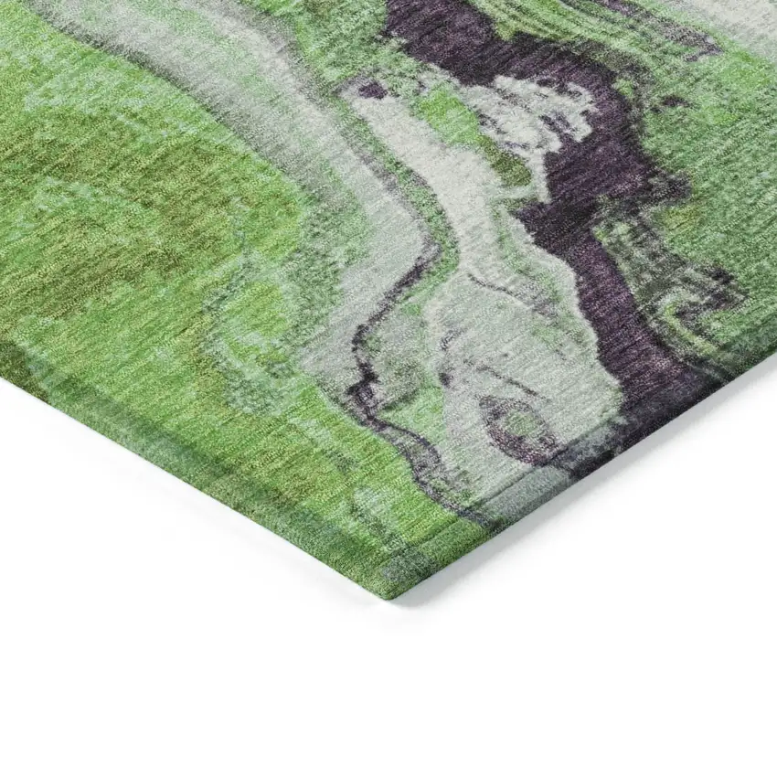 Green And Charcoal Abstract Washable Indoor Outdoor Area Rug Photo 9
