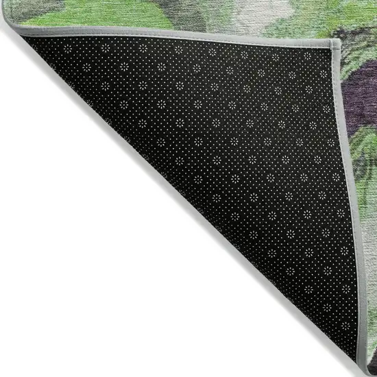 Green And Charcoal Abstract Washable Indoor Outdoor Area Rug Photo 8