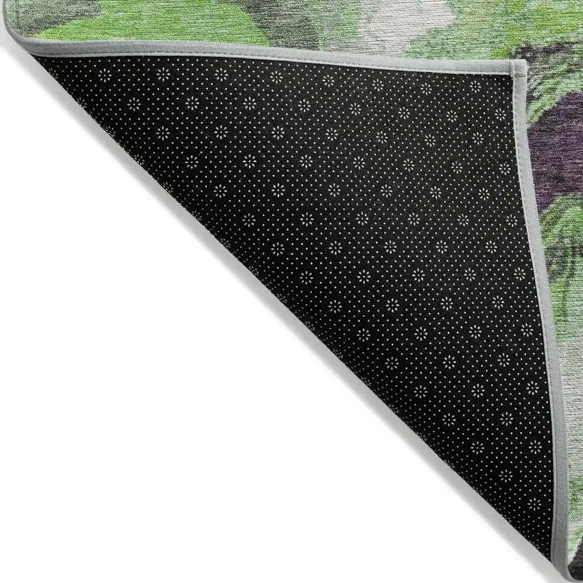 Green And Charcoal Abstract Washable Indoor Outdoor Area Rug Photo 8