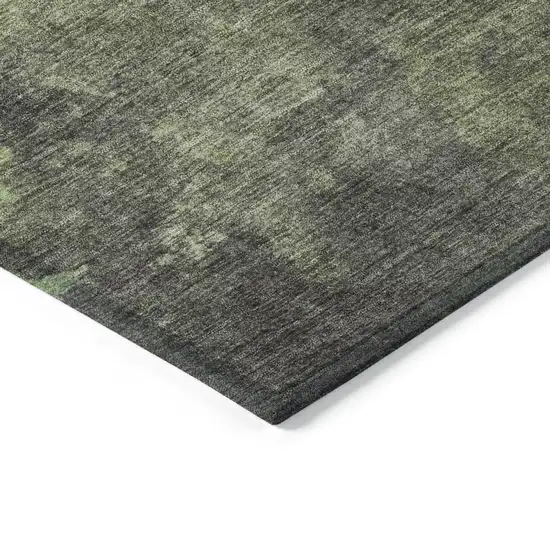 Green And Charcoal Abstract Washable Indoor Outdoor Area Rug Photo 9