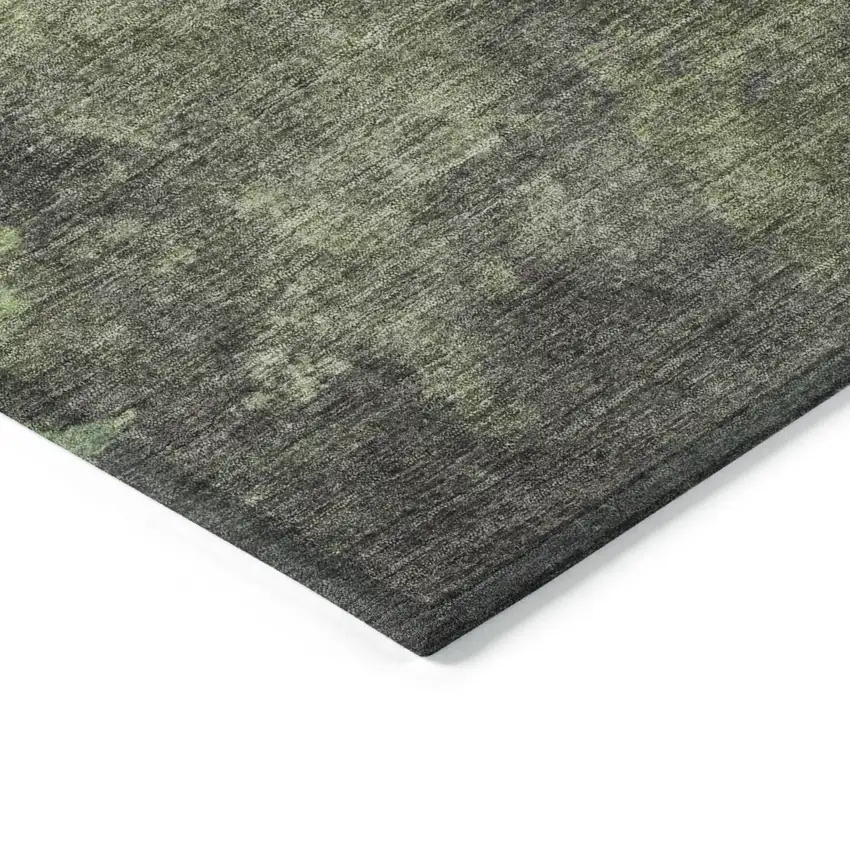 Green And Charcoal Abstract Washable Indoor Outdoor Area Rug Photo 9