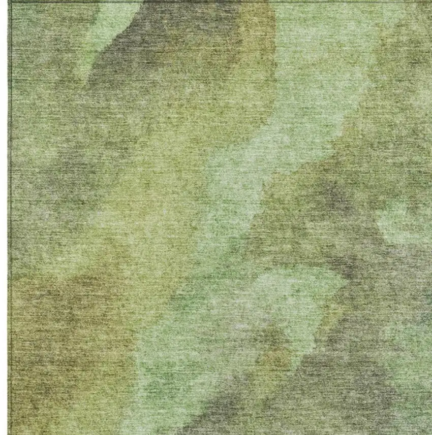 Green And Charcoal Abstract Washable Indoor Outdoor Area Rug Photo 3