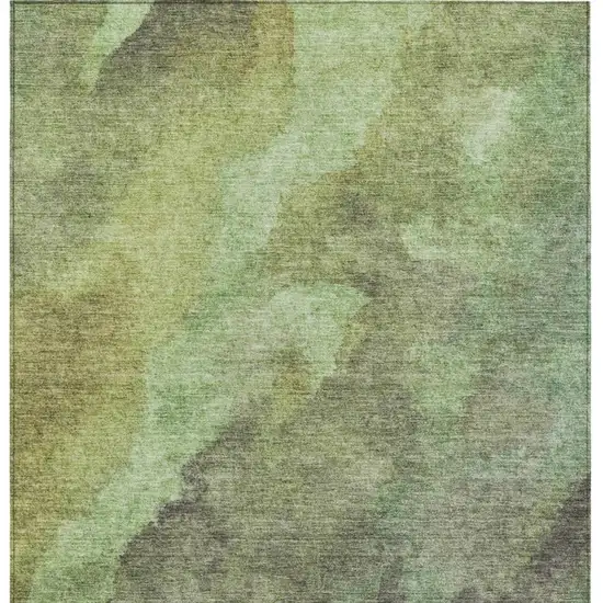 Green And Charcoal Abstract Washable Indoor Outdoor Area Rug Photo 4