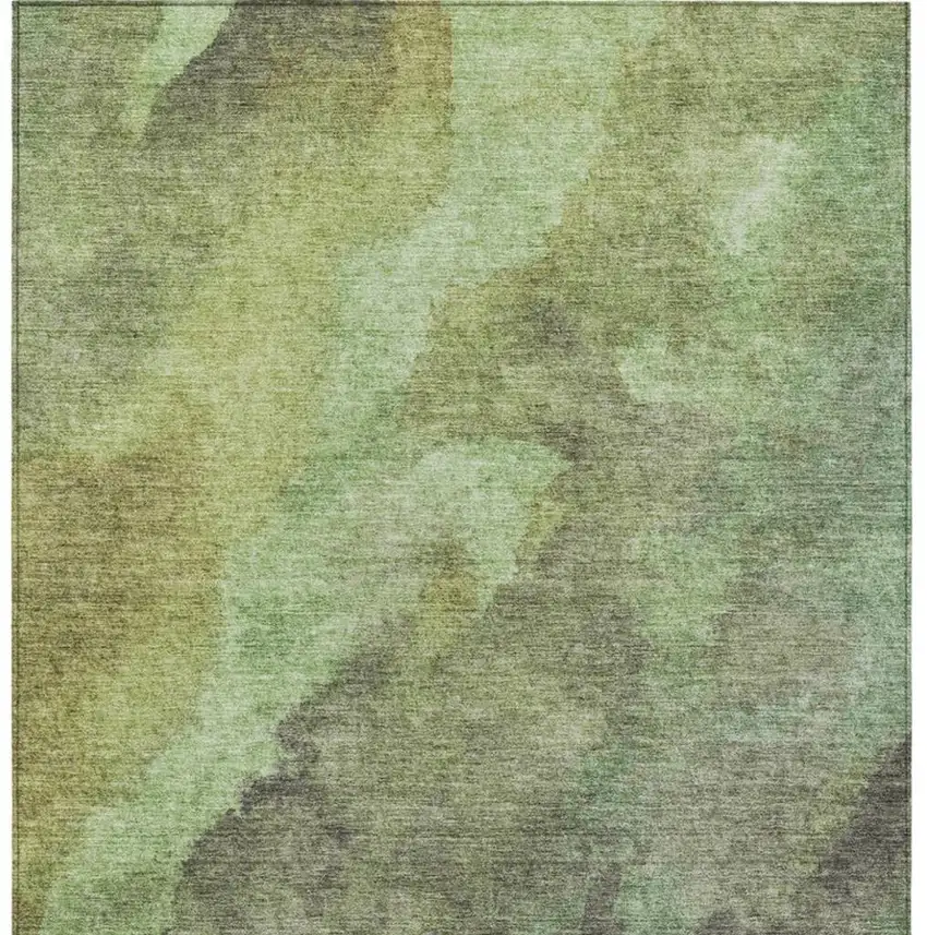 Green And Charcoal Abstract Washable Indoor Outdoor Area Rug Photo 4