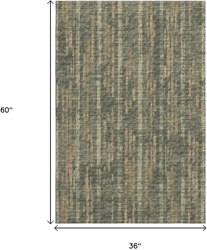 Green And Charcoal Abstract Washable Indoor Outdoor Area Rug Photo 8