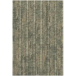 Photo of Green And Charcoal Abstract Washable Indoor Outdoor Area Rug