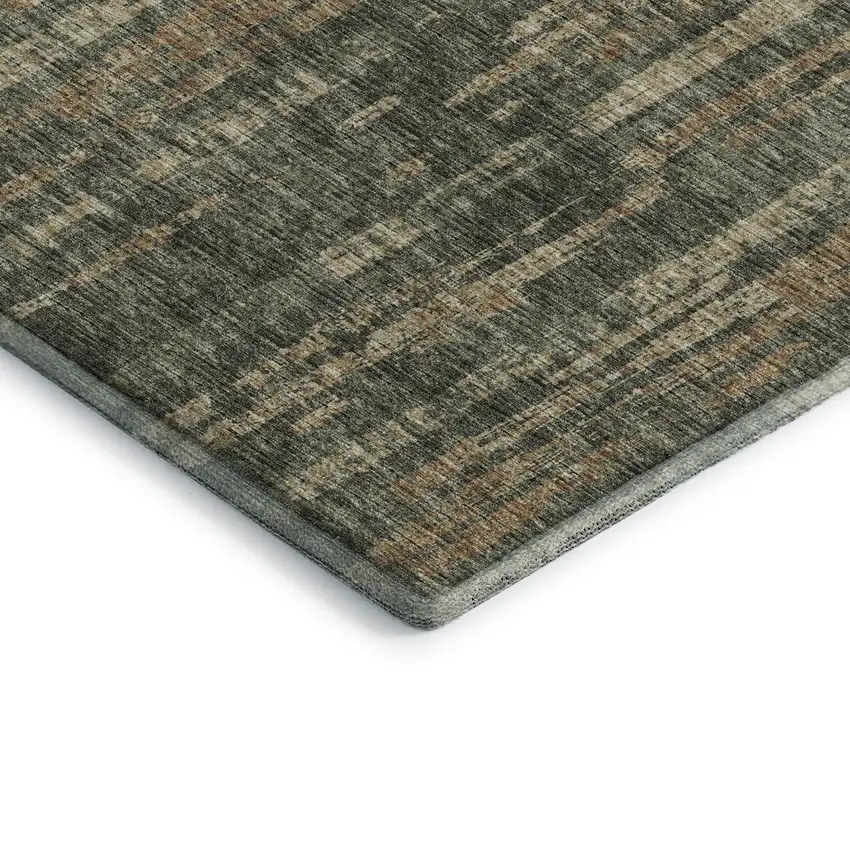Green And Charcoal Abstract Washable Indoor Outdoor Area Rug Photo 4
