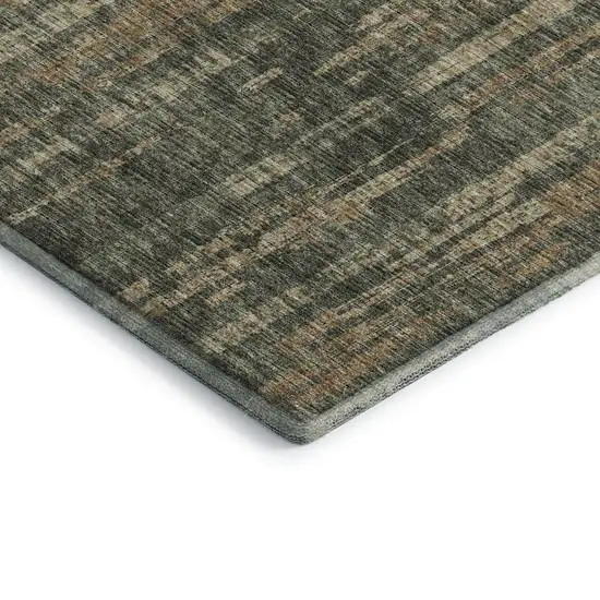 Green And Charcoal Abstract Washable Indoor Outdoor Area Rug Photo 4