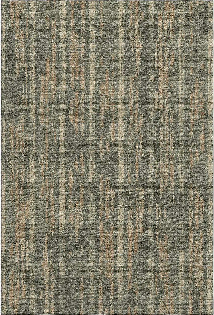 Green And Charcoal Abstract Washable Indoor Outdoor Area Rug Photo 2