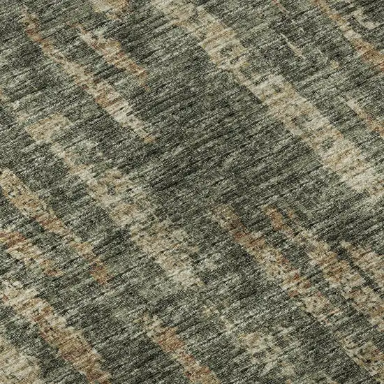 Green And Charcoal Abstract Washable Indoor Outdoor Area Rug Photo 7