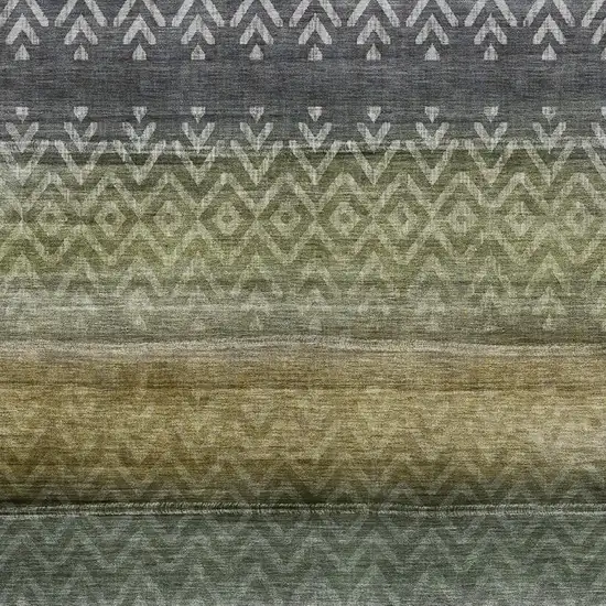 Green And Charcoal Geometric Washable Area Rug With UV Protection Photo 3
