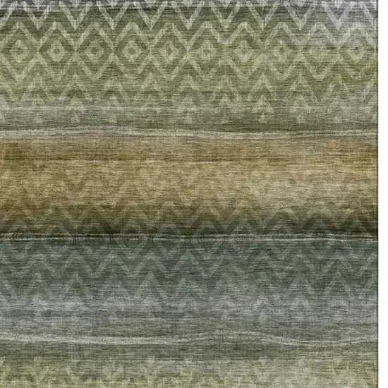Green And Charcoal Geometric Washable Area Rug With UV Protection Photo 3