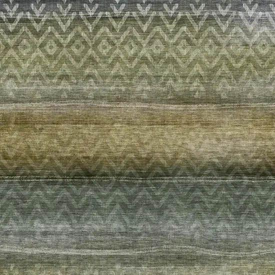 Green And Charcoal Geometric Washable Area Rug With UV Protection Photo 3