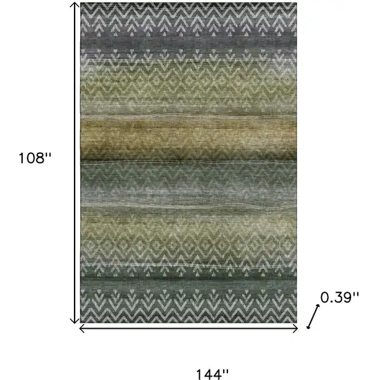 Green And Charcoal Geometric Washable Area Rug With UV Protection Photo 9