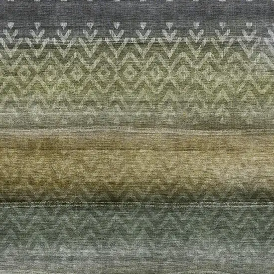 Green And Charcoal Geometric Washable Area Rug With UV Protection Photo 3