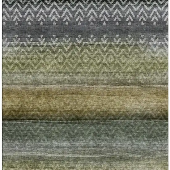 Green And Charcoal Geometric Washable Area Rug With UV Protection Photo 4