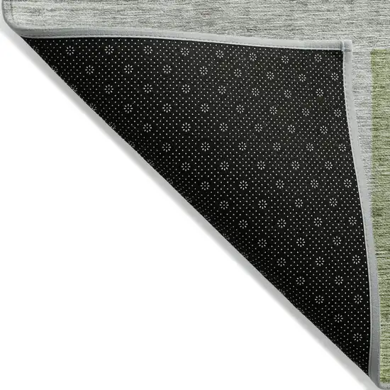 Green And Charcoal Geometric Washable Indoor Outdoor Area Rug Photo 4