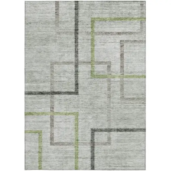 Green And Charcoal Geometric Washable Indoor Outdoor Area Rug Photo 7