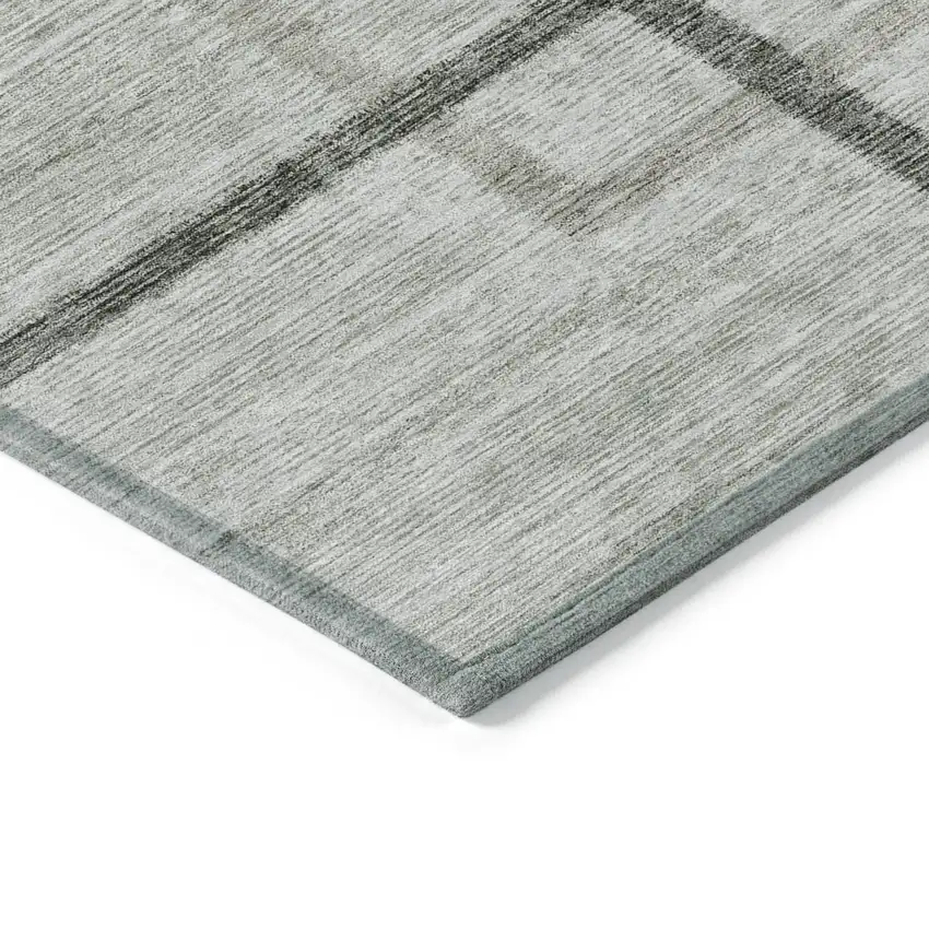 Green And Charcoal Geometric Washable Indoor Outdoor Area Rug Photo 5