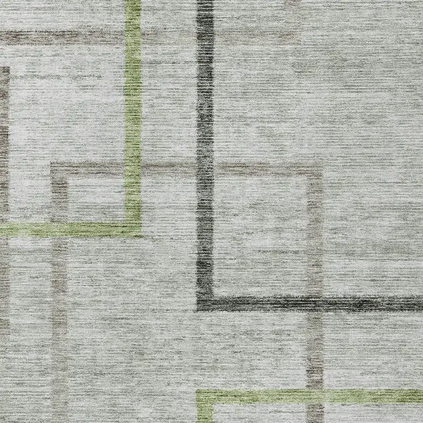 Green And Charcoal Geometric Washable Indoor Outdoor Area Rug Photo 6
